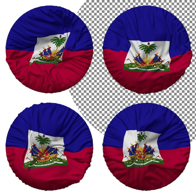 PSD haiti flag round shape isolated different waving style bump texture 3d rendering