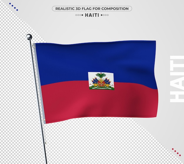 PSD haiti flag with realistic texture