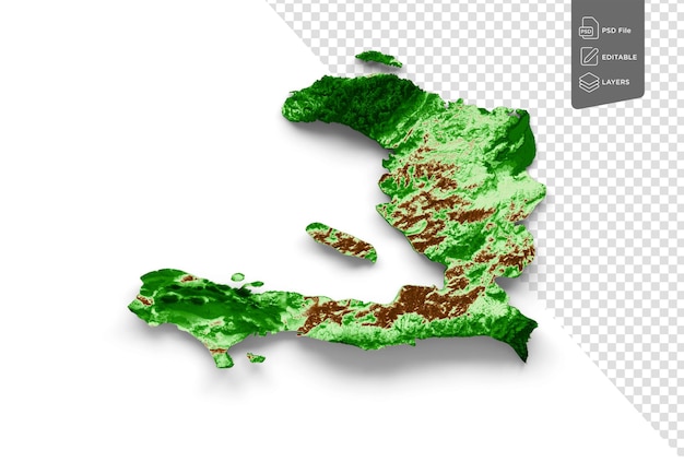 Haiti Topografische kaart 3d realistische kaart Kleur 3d illustratie