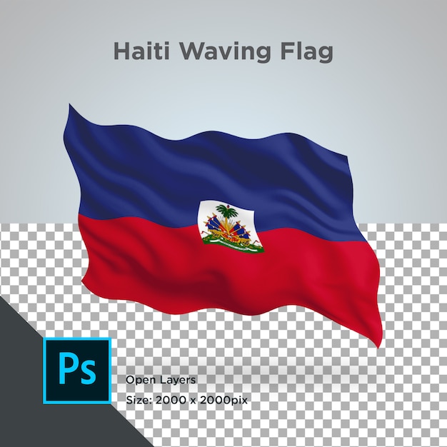 Haïti vlag wave transparant psd