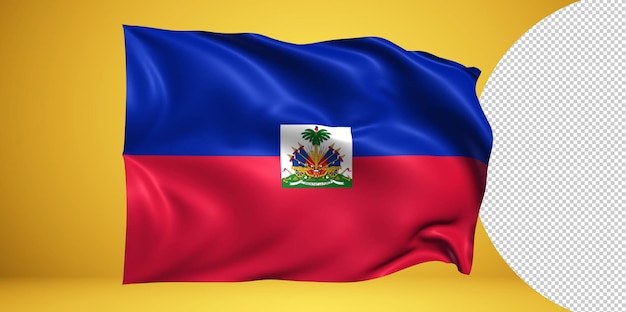 PSD haiti waving flag realistic isolated on transparent png