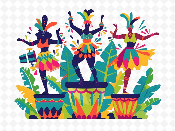 PSD haïtiaanse vodou-dansers uitvoeren ontwerp is mystiek en spir illustratie culturele landschap