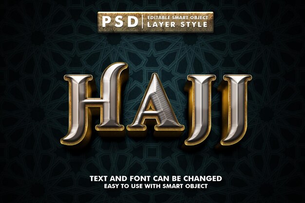 PSD hajj 3d text effect premium psd