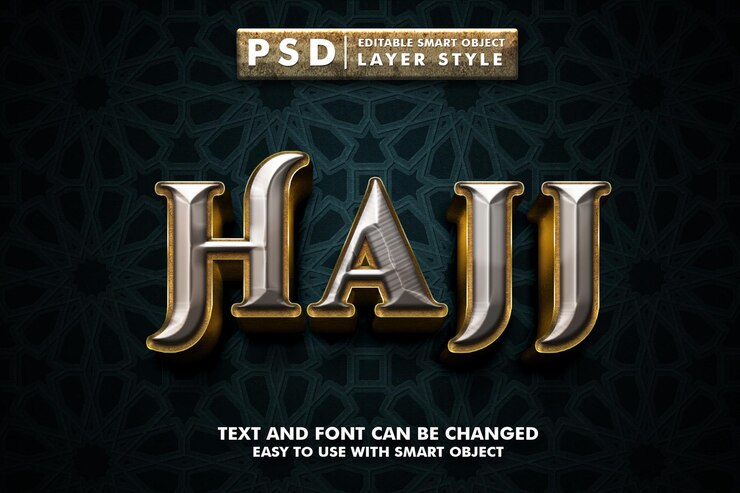 Hajj 3d text effect premium psd