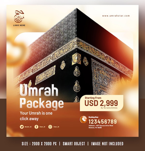 PSD hajj i umrah post banner social media flyer templates