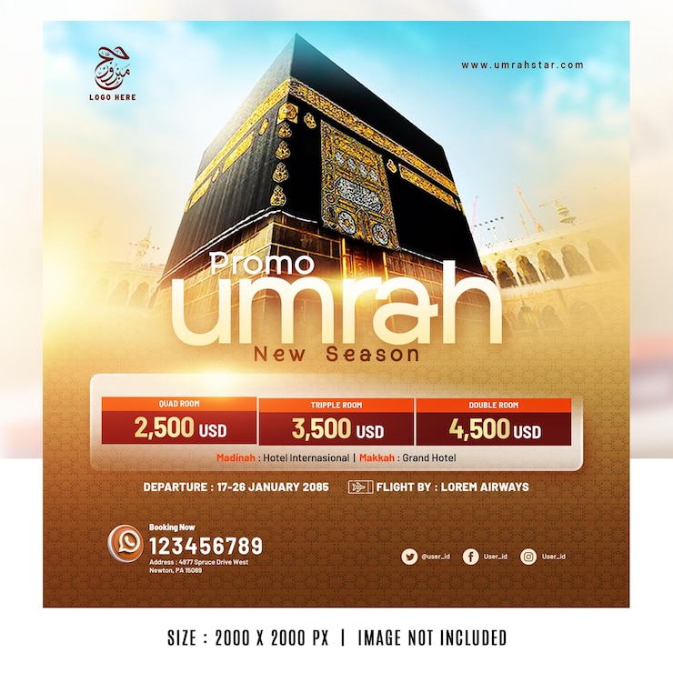 Hajj and Umrah Package Promo Poster Banner Social Media Flyer Templates