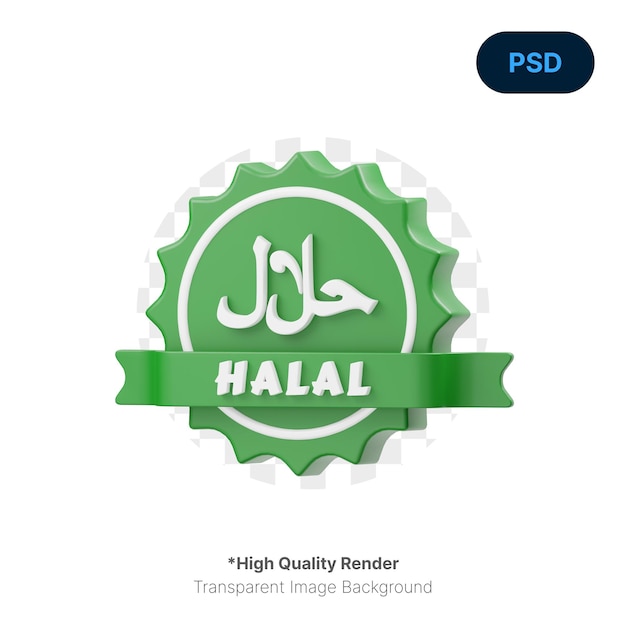 Halal Badge 3d Icon Premium Psd