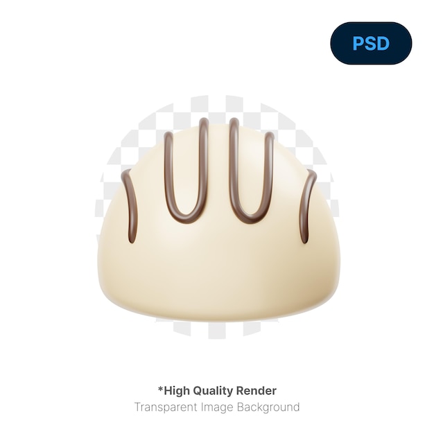 PSD half ball white chocolate with chocolate cream 3d icon premium psd