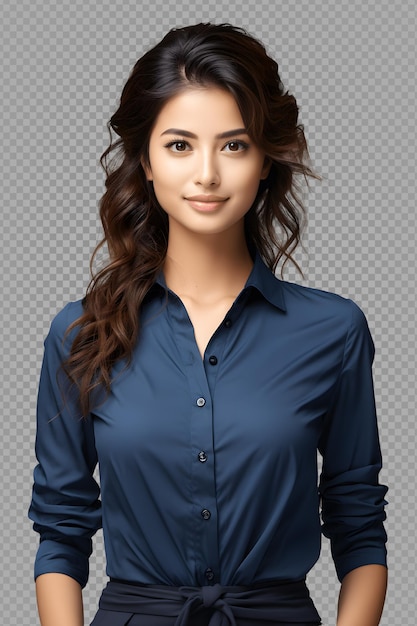 Half body portrait of beautiful working woman isolated on transparent background generative ai