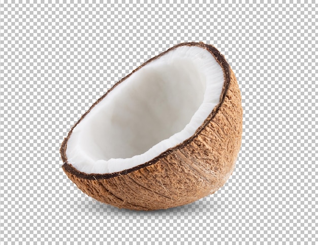 Half coconut isolated on alpha layer