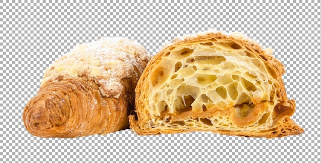 PSD half croissant and whole with salted caramel isolated