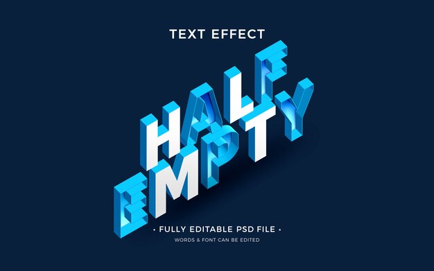 PSD half empty text effect