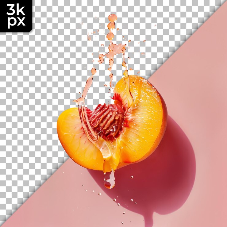 PSD a half of a grapefruit with a splash of juice dripping from it