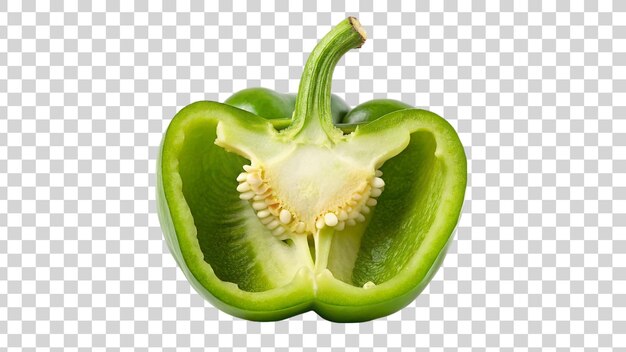 Half of green bell pepper isolated on transparent background