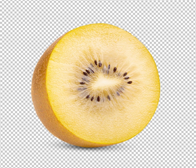 PSD half kiwi gold isolated on alpha layer