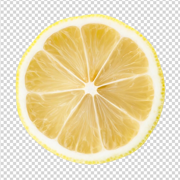 Half of lemon isolated on a transparent background closeup