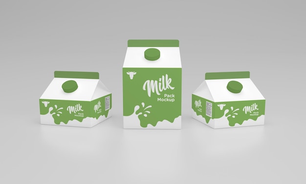 Mockup di confezione di confezioni di confezioni di latte da mezzo litro e 250 ml