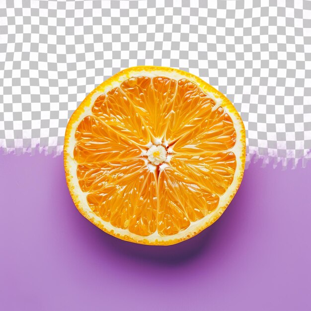 PSD una metà di un'arancia è mostrata con uno sfondo viola