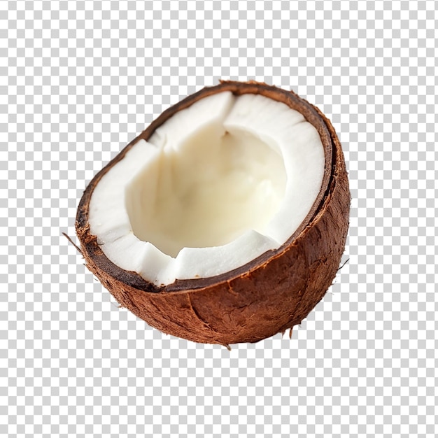 PSD half peeled coconut isolated on transparent background