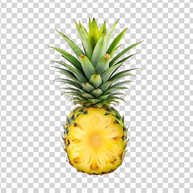 Half pineapple fruit isolated on transparent background