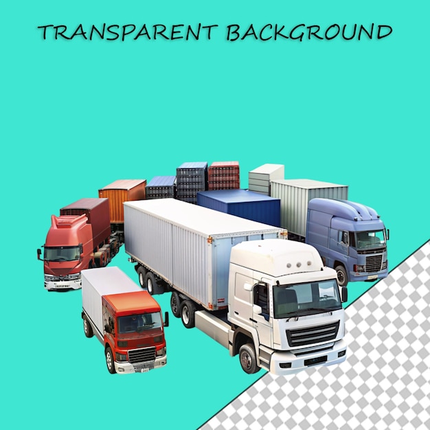 PSD half side view box truck isolated on background