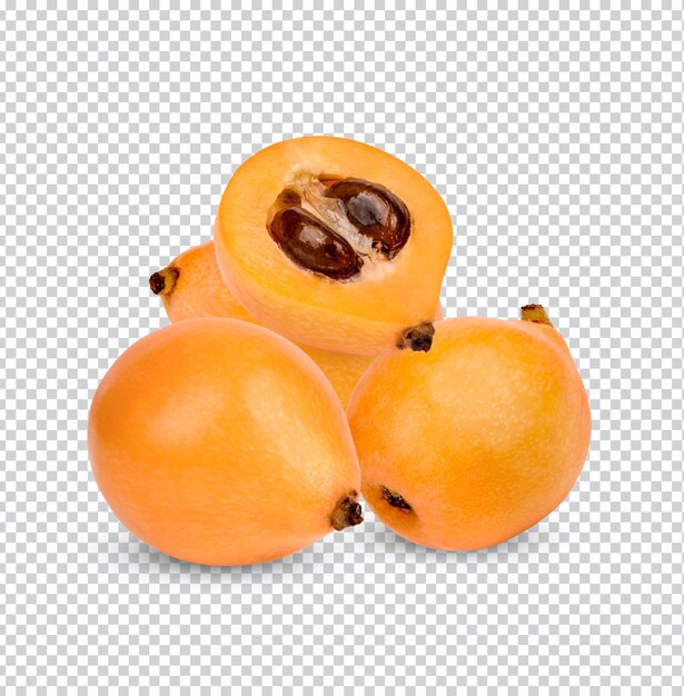 PSD half and whole ripe loquat fruits isolated premium psd