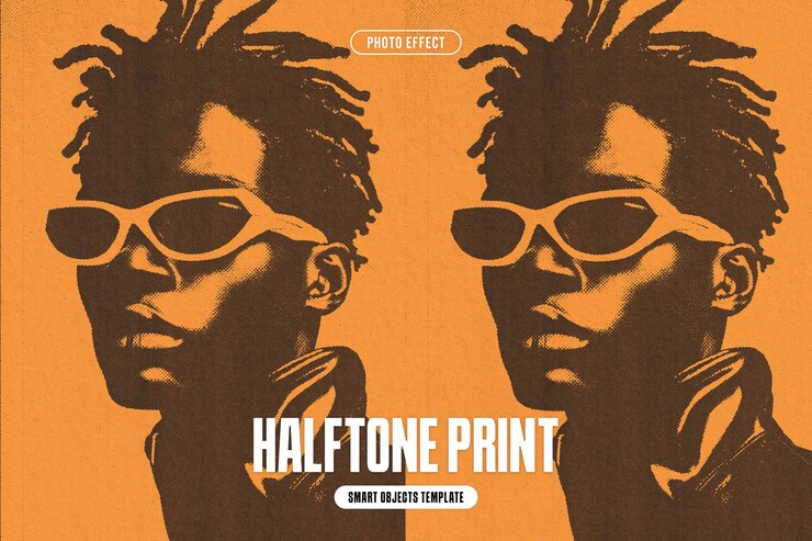 PSD halftone print foto-effect voor poster
