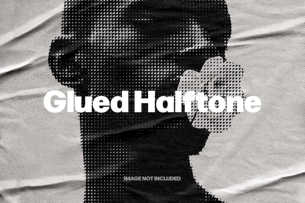 PSD halftone texture glued effect