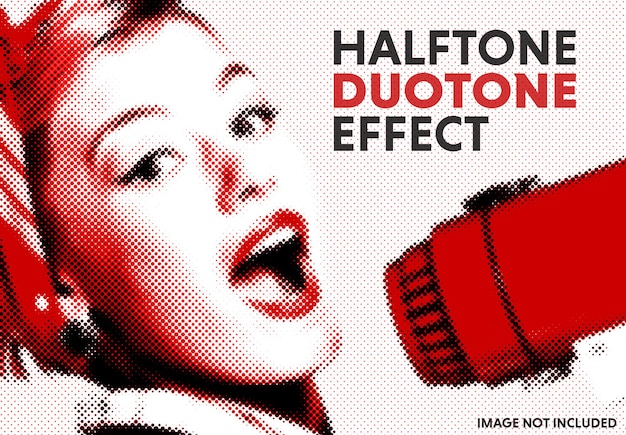 Halftoon duotoon foto-effect mockup