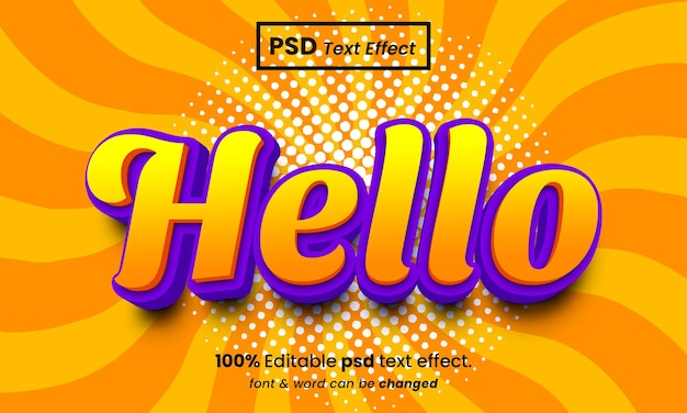 Hallo 3d bewerkbaar premium psd-teksteffect