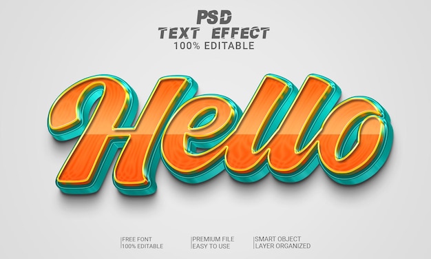 Hallo 3D-teksteffect PSD-bestand