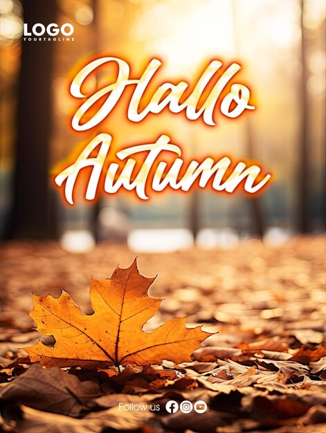 PSD hallo autumn social media poster design