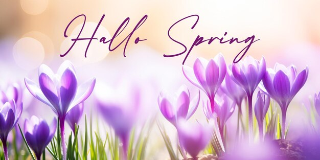 PSD hallo lente banner sjabloon met website banner met mooie lente bloemen