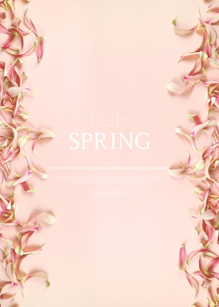 Hallo lente, mooie verticale kaartsjabloon met bloemen