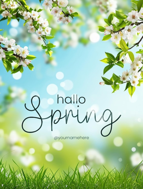 PSD hallo spring poster template media social post