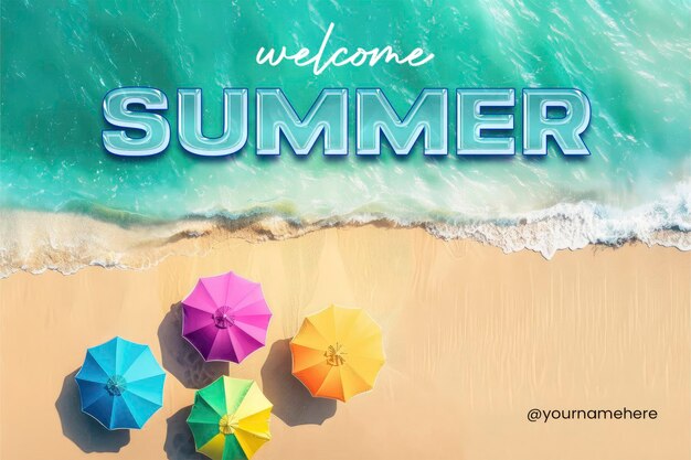PSD hallo zomer banner sjabloon met foto ontspannende lucht strand scène zomer vakantie vakantie sjabloon