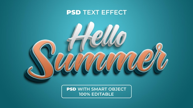 Hallo zomer teksteffectstijl Bewerkbaar teksteffect