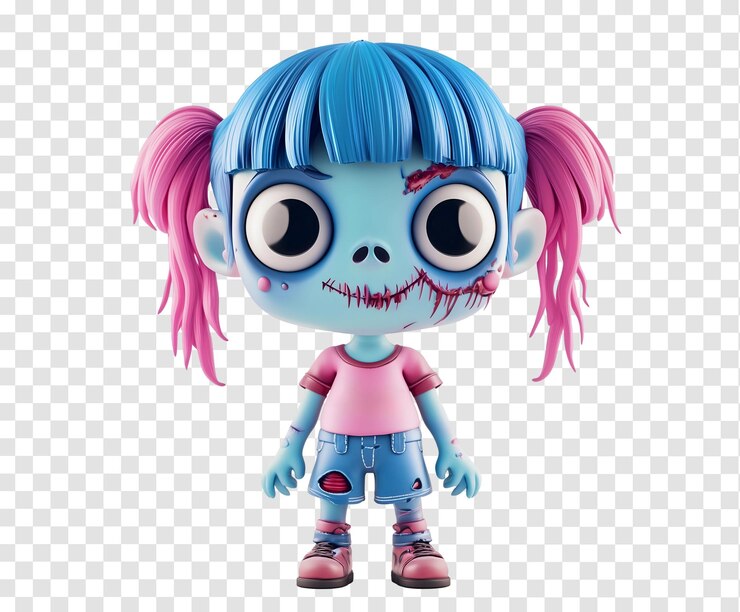 PSD halloween 3d cartoon zombie character for spooky designs