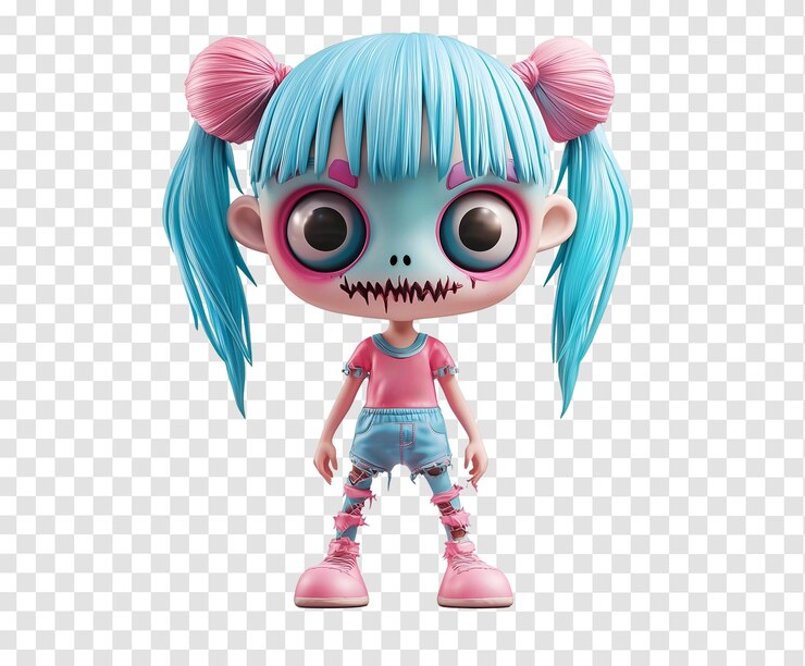 PSD halloween 3d cartoon zombie character for spooky designs