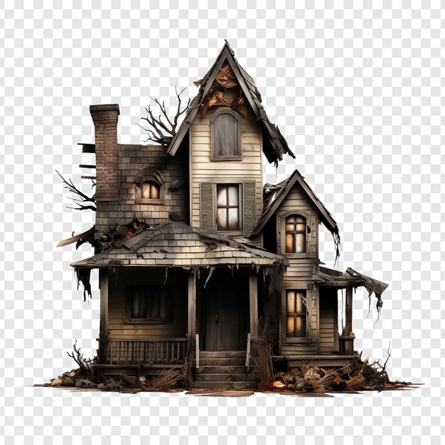 Halloween 3d hunted house isolated on transparent background