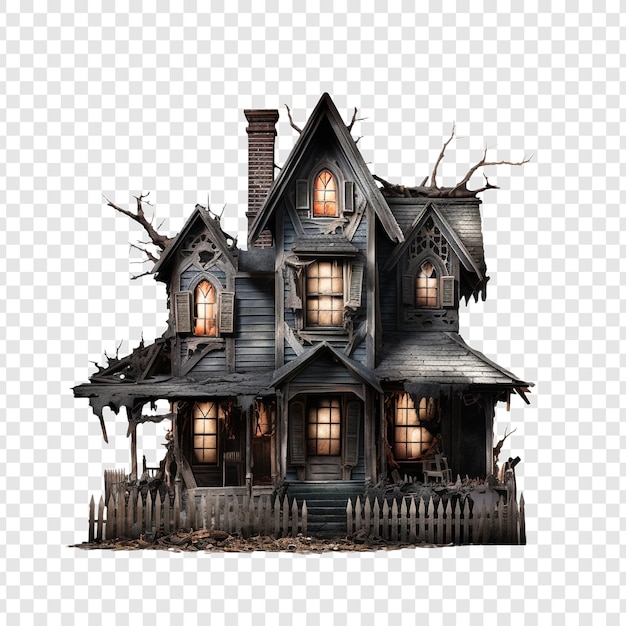 Halloween 3d Hunted House Izolowany Na Przezroczystej Tle