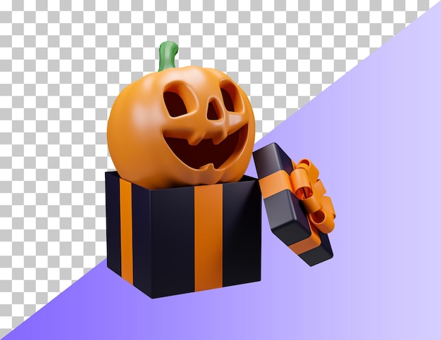 Halloween 3d icon. pumpkin head jumps out. realistic 3d pumpkin with scary smiles on his face