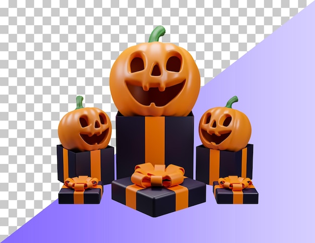 ハロウィーンの 3 d アイコン。パンプキンヘッドが飛び出します。彼の顔に怖い笑顔でリアルな 3 d カボチャ。