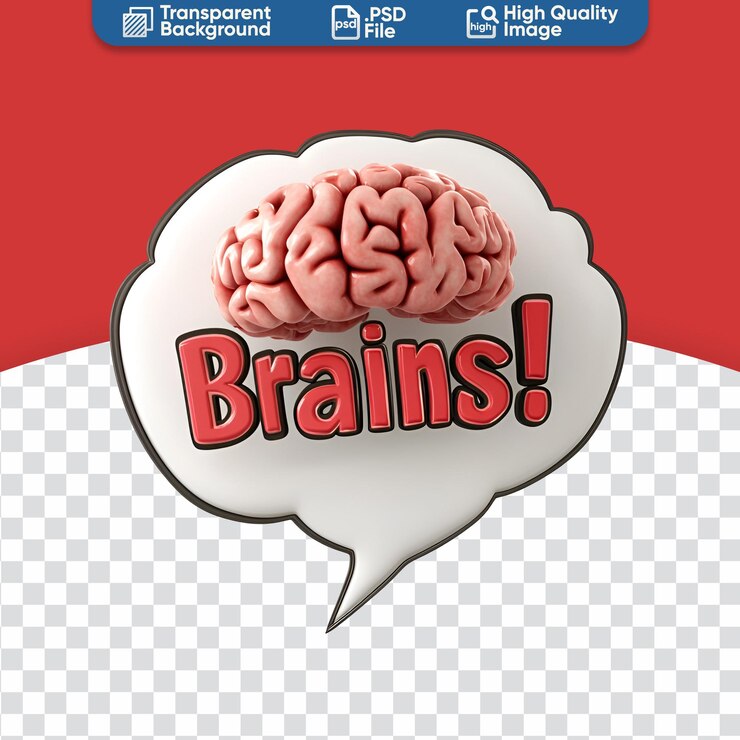 PSD halloween 3d render of a speech bubble written brain perfect for zombie illustration