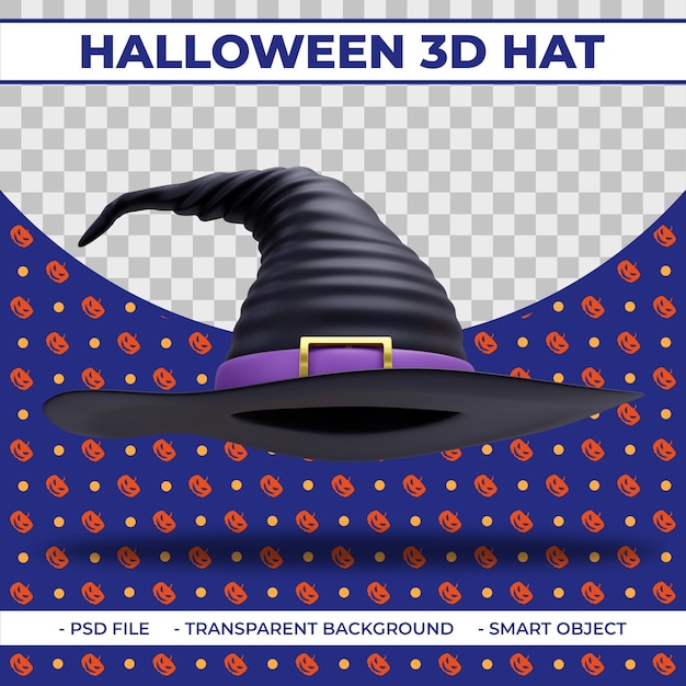 Cappello da strega 3d di halloween per composizione 3d