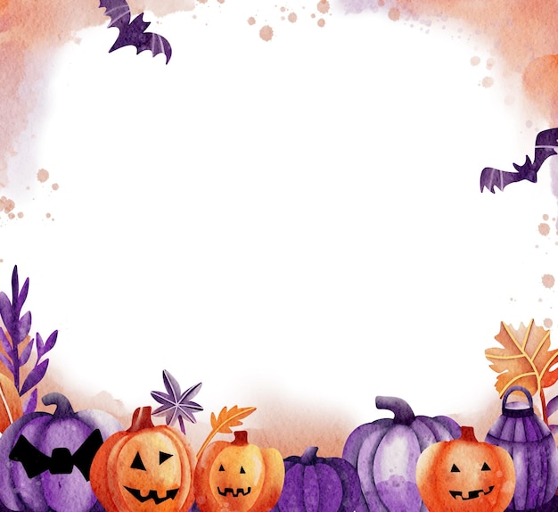 PSD halloween achtergrond leuke aquarel griezelige halloween thema illustratie