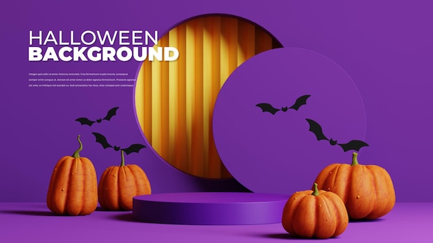 Halloween-achtergrond met podium voor productweergave 3D-rendering
