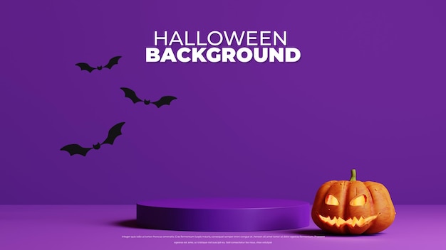 Halloween-achtergrond met podium voor productweergave 3D-rendering