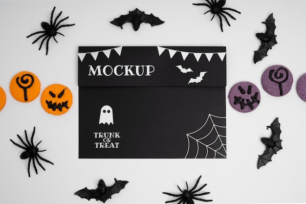 PSD disposizione di halloween con carta mock-up