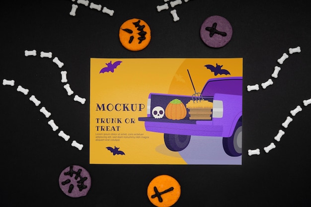 PSD halloween arrangement with mock-up card